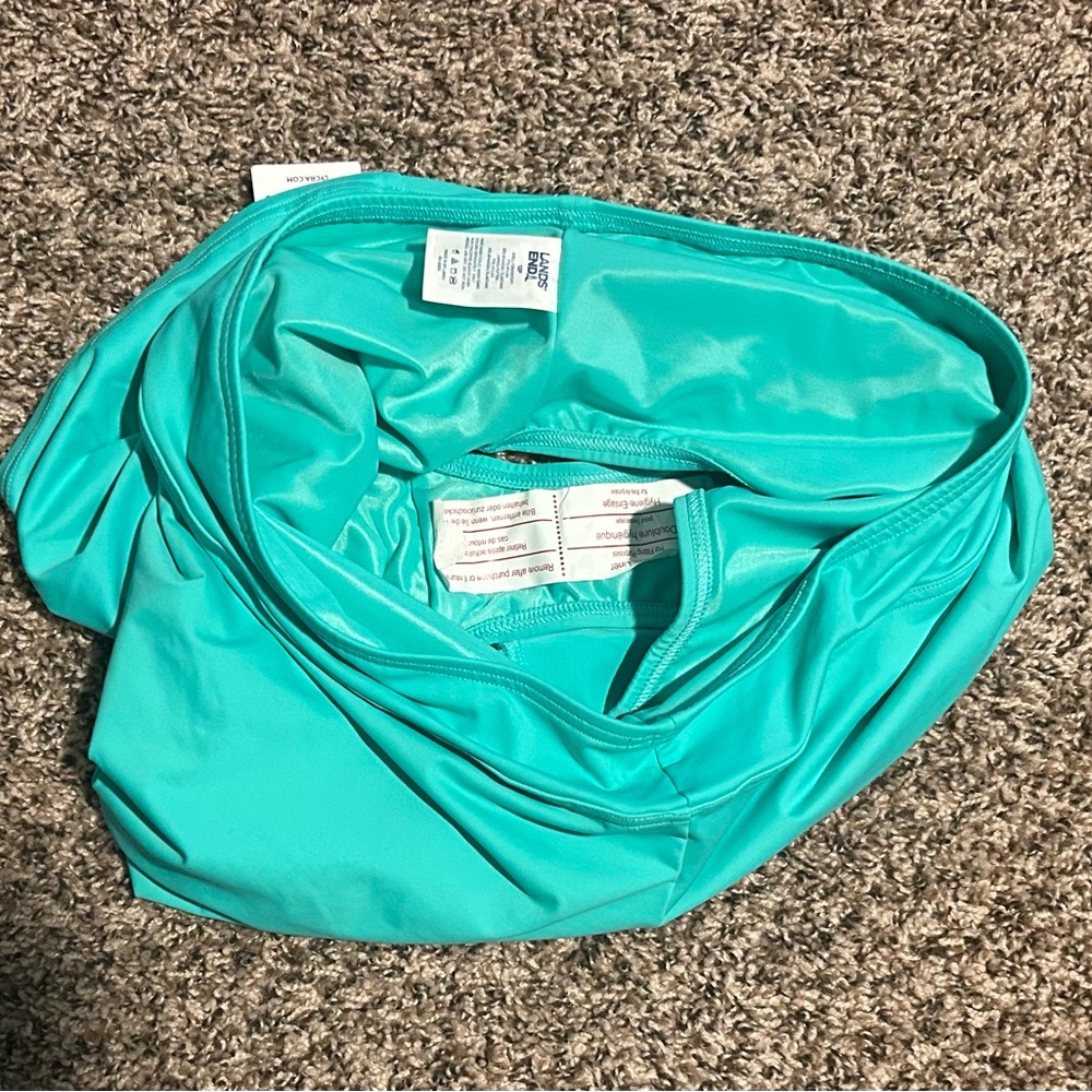 Lands' End Blue One Piece Swimsuit with Elegant Ruched Sides - Picture 4 of 4